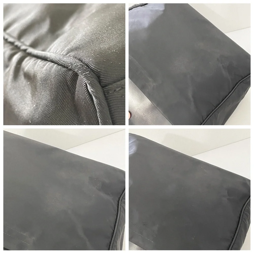 Prada black Tessuto nylon Spazzolato leather vintage tote bag